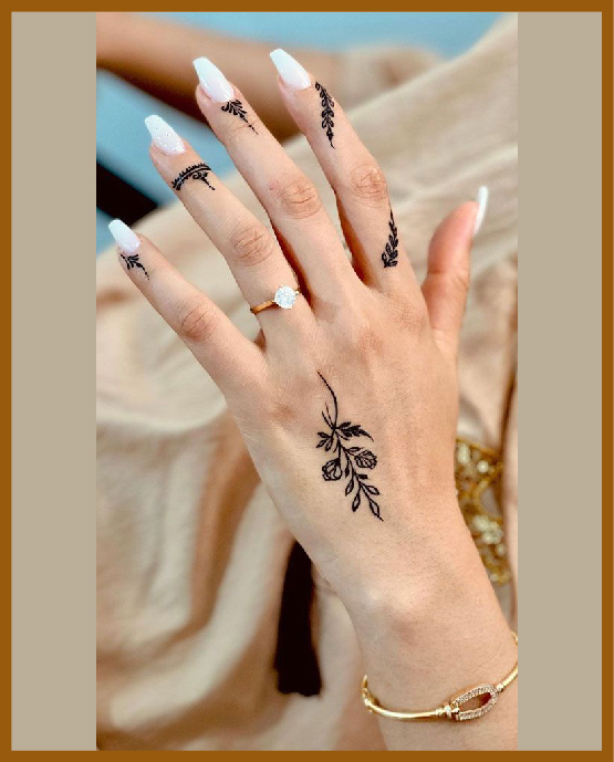 Artistic floral bunch in khafif back hand design Khafif%20(Minimal)%20back%20hand Mehndi Design