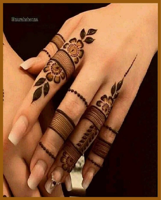 Modern ring band in khafif back hand style Khafif%20(Minimal)%20back%20hand Mehndi Design
