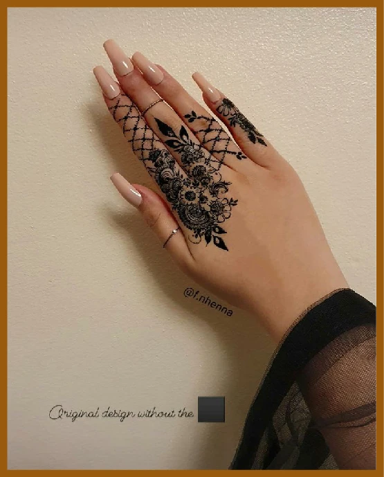 Net pattern khafif back hand mehndi style for girls