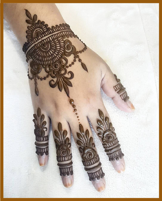 Basic leafy wrist for simple back hand mehndi Basic leafy wrist for simple back hand mehndi
