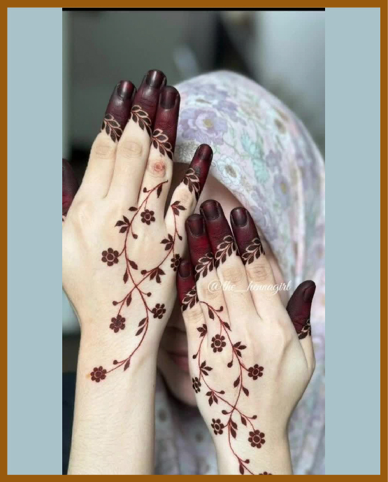 Blended net petals and leaves for simple back hand mehndi Blended net petals and leaves for simple back hand mehndi