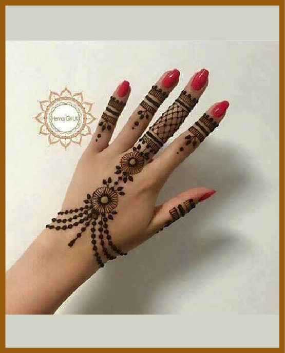 Cluster dots and net in simple back hand mehndi Cluster dots and net in simple back hand mehndi
