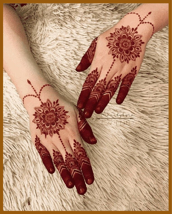 Dotted border mandala in simple back hand mehndi Dotted border mandala in simple back hand mehndi