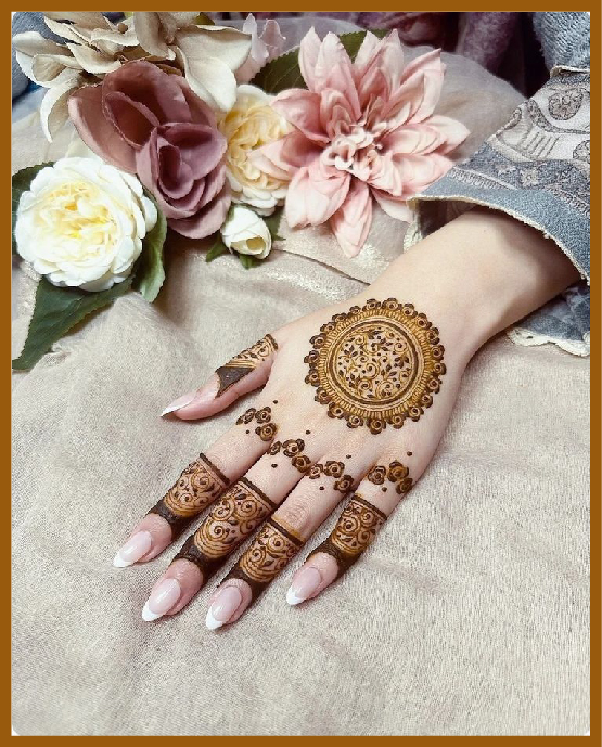 Dotted circle mandala in simple back hand mehndi Dotted circle mandala in simple back hand mehndi