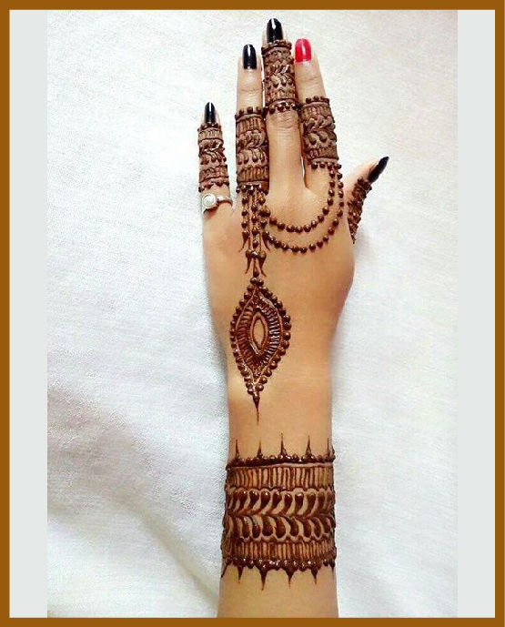 Mehndi dots and net for simple back hand pattern Mehndi dots and net for simple back hand pattern