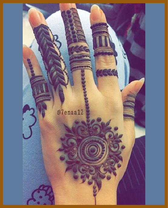 Simple back hand mehndi mandala and dots Simple back hand mehndi mandala and dots