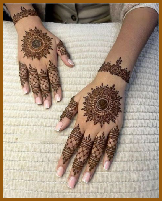 Soft mandala shading in simple back hand mehndi Soft mandala shading in simple back hand mehndi