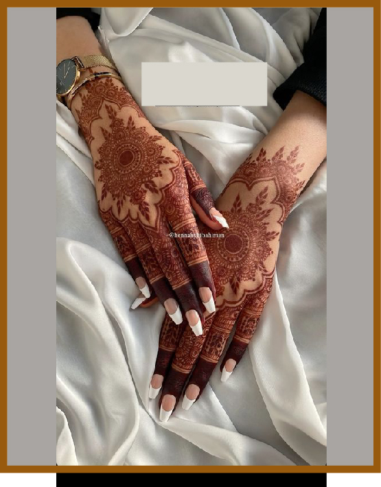 Fashionable stylish back hand mehndi with circular mandala Fashionable stylish back hand mehndi with circular mandala