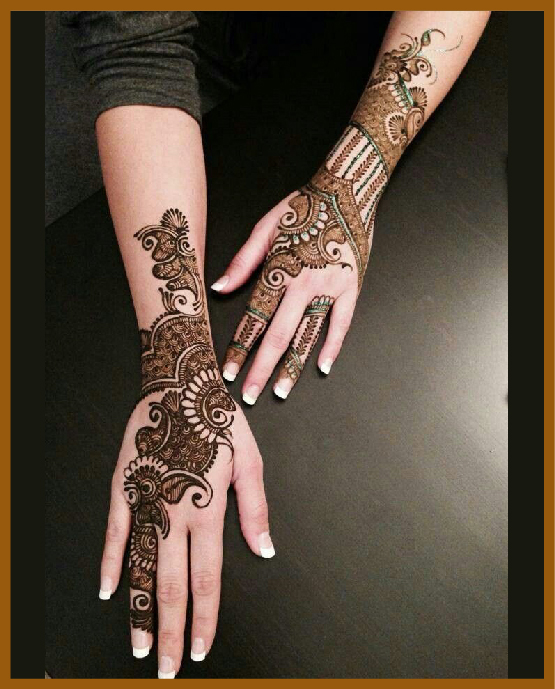 Stylish back hand peacock pattern mehndi design Stylish back hand peacock pattern mehndi design
