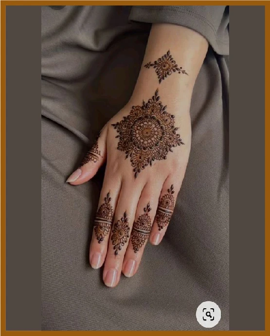 Aesthetic back hand mehndi with dome-like motif Aesthetic back hand mehndi with dome-like motif