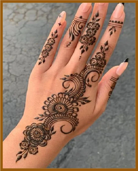 Aesthetic back hand mehndi with floral pattern Aesthetic back hand mehndi with floral pattern