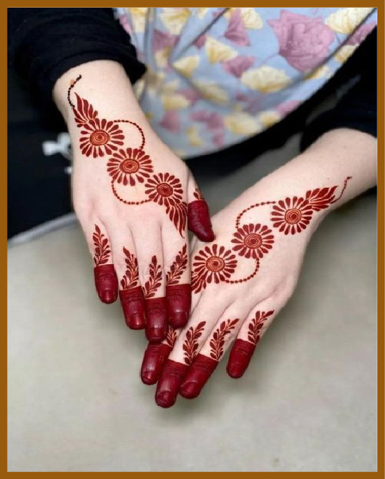 Aesthetic circular floral back hand mehndi Aesthetic circular floral back hand mehndi