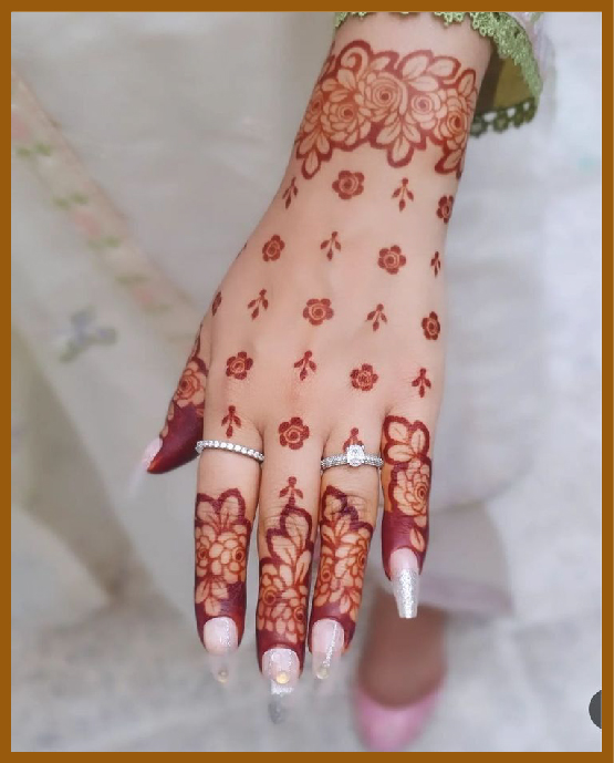 Aesthetic paisley pattern mehndi for back hand Aesthetic paisley pattern mehndi for back hand