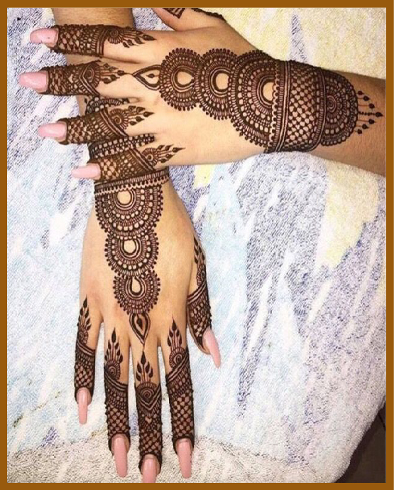 Arabic-inspired aesthetic mehndi for back hand Arabic-inspired aesthetic mehndi for back hand