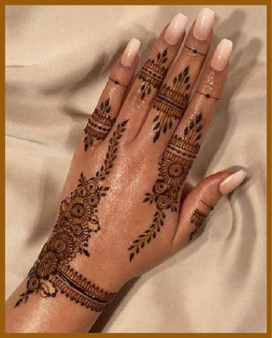 Minimalist back hand mehndi with braclet design Minimalist back hand mehndi with braclet design