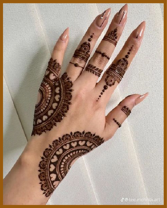 Minimalist back hand mehndi with mandala art Minimalist back hand mehndi with mandala art