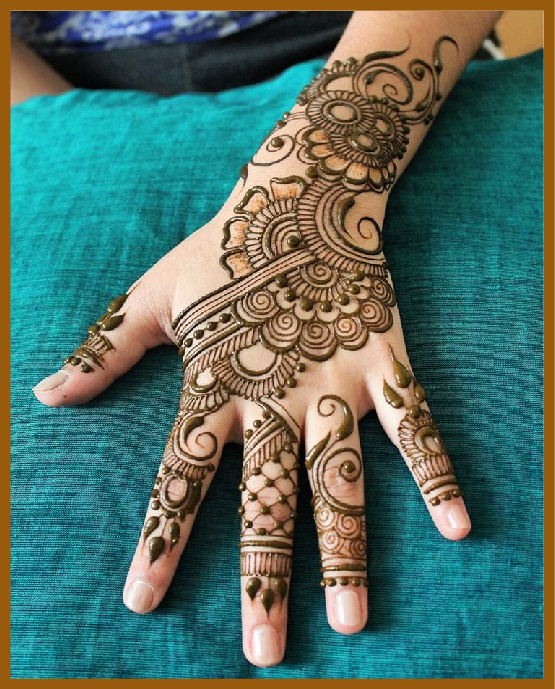 Modern aesthetic back hand mehndi with flower net Modern aesthetic back hand mehndi with flower net