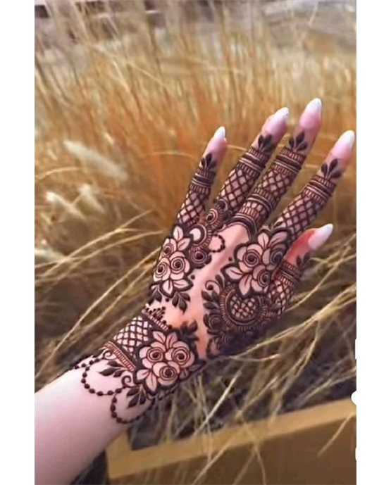 Contemporary Arrangement On Bloom Back Hand Mehndi Design Contemporary Arrangement On Bloom Back Hand Mehndi Design