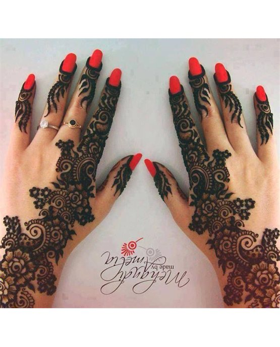 Decorative Creeper Formation Blending Into Back Hand Mehndi Design Decorative Creeper Formation Blending Into Back Hand Mehndi Design