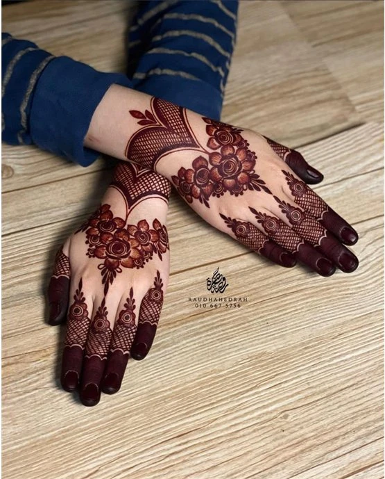 Festive Bracelet With Rose Featuring Back Hand Mehndi Design Festive Bracelet With Rose Featuring Back Hand Mehndi Design