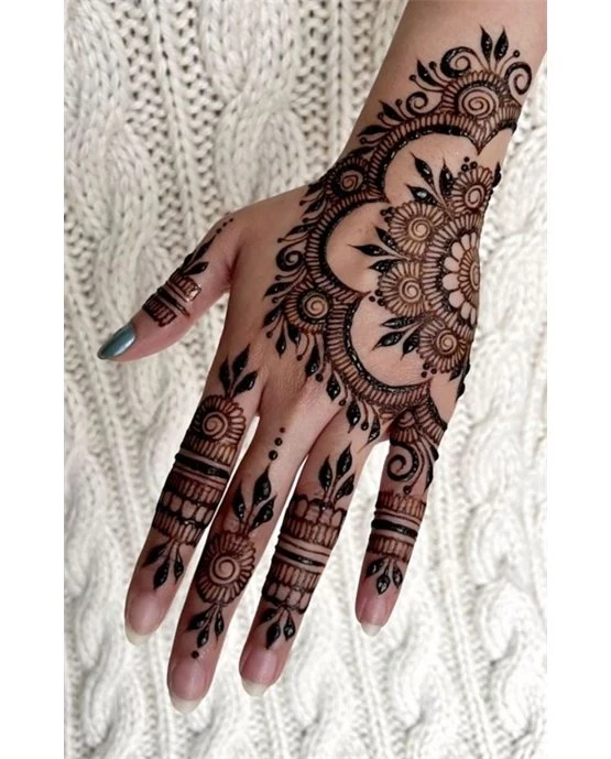 Intricate Extension Blending Into Lace Back Hand Mehndi Design Intricate Extension Blending Into Lace Back Hand Mehndi Design