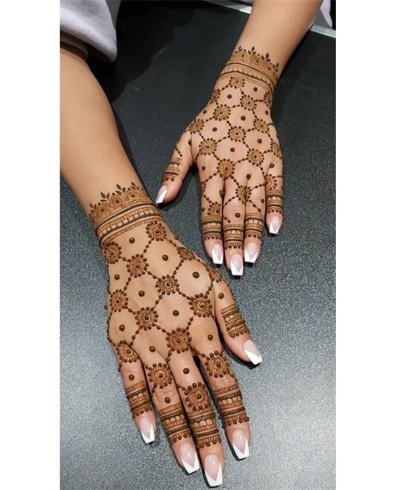 Net Inspired Sleek Back Hand Mehndi Design Net Inspired Sleek Back Hand Mehndi Design