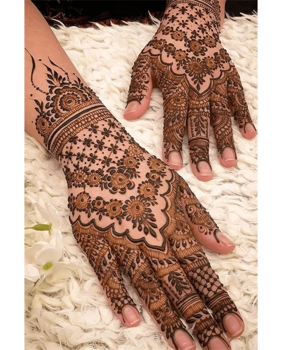 Refined Silhouette With Hook Featuring Back Hand Mehndi Design Refined Silhouette With Hook Featuring Back Hand Mehndi Design