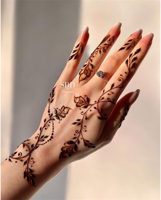 Traditional Fill And Dome Along Back Hand Mehndi Design Traditional Fill And Dome Along Back Hand Mehndi Design
