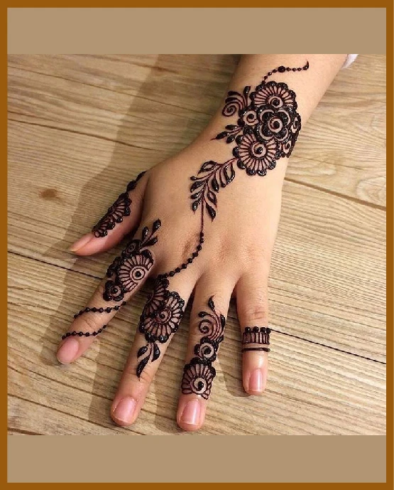 Fine detail work in modern back hand mehndi design Fine detail work in modern back hand mehndi design