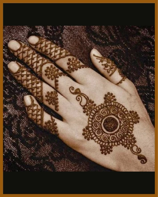 Full finger chain wrap in modern back hand mehndi design Full finger chain wrap in modern back hand mehndi design