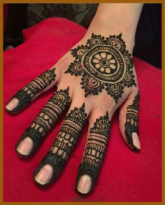 Mandala and chain hybrid in modern back hand mehndi design Mandala and chain hybrid in modern back hand mehndi design