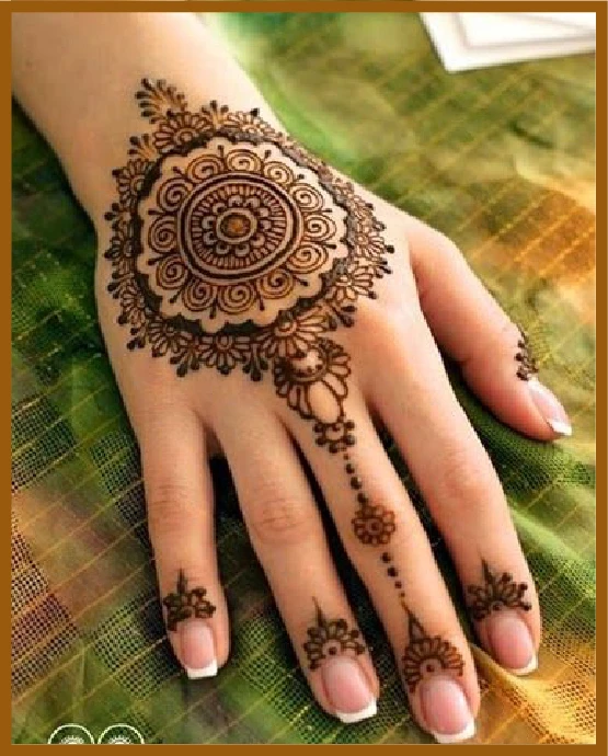 Mandala blend with modern back hand mehndi design Mandala blend with modern back hand mehndi design