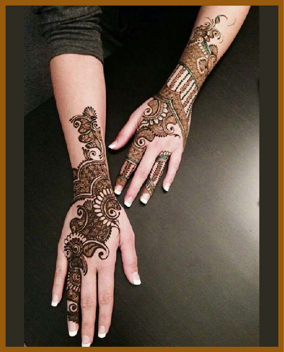 Symmetrical curves for modern back hand mehndi design Symmetrical curves for modern back hand mehndi design