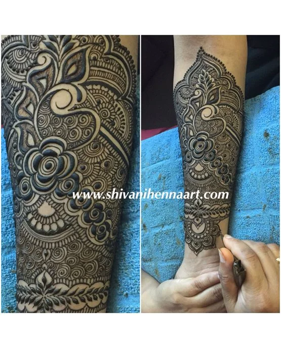 Diamond Tendril Flow Blending Into Bridal Mehndi Design
