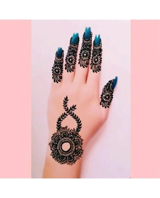 Cuff Inspired Ornate Royal Finger Mehndi Design