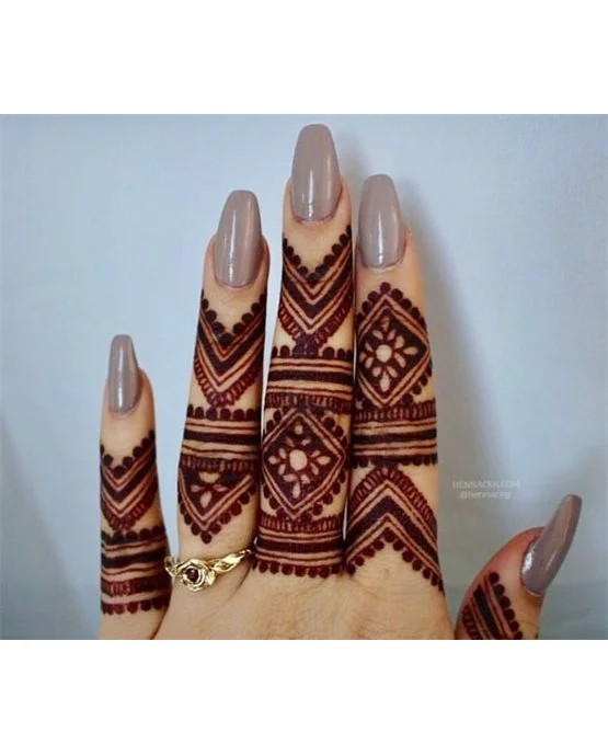 Classic Petal And Peacock Featuring Simple Finger Mehndi Design