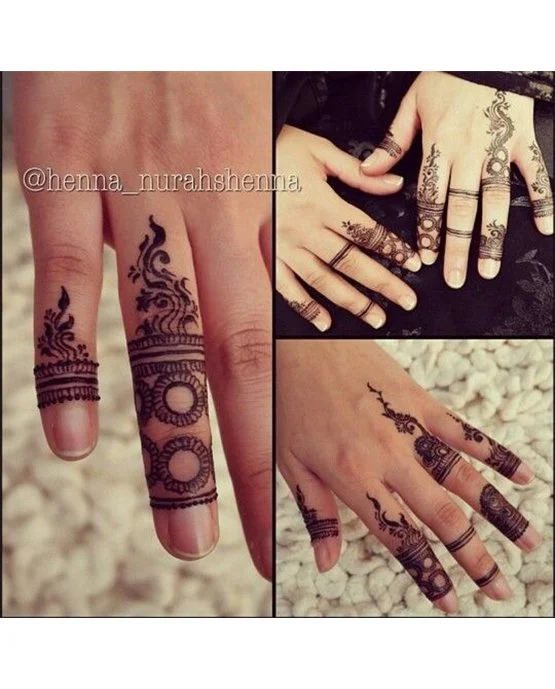 Refined Ruffle And Anklet Covering Simple Finger Mehndi Design
