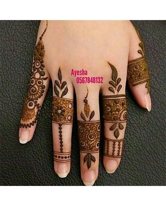 Sleek Orchid With Fusion Along Simple Finger Mehndi Design