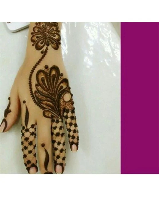 Classic Petal And Peacock Featuring Stylish Finger Mehndi Design