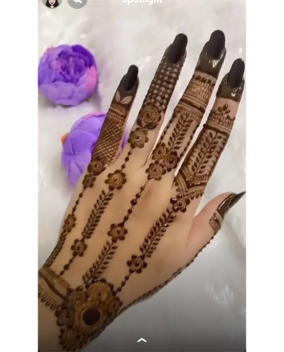 Crescent And Bloom Charming Stylish Finger Mehndi Design Symmetry