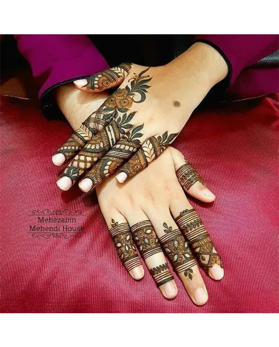 Cuff Inspired Ornate Stylish Finger Mehndi Design