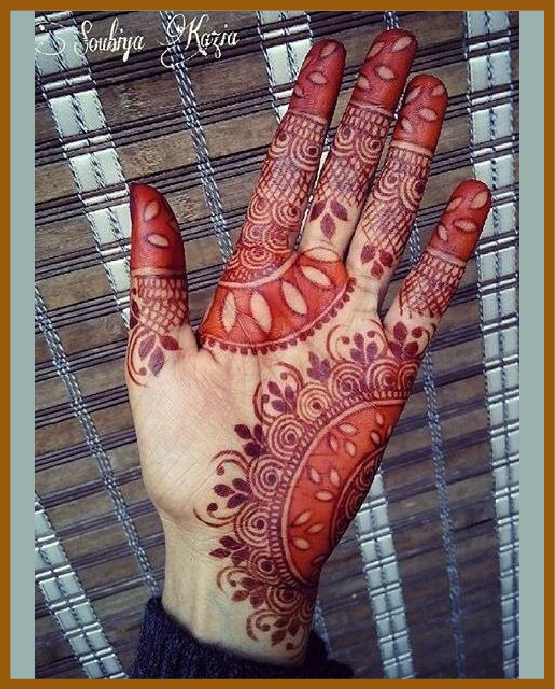 Dual Petal fan-shaped minimal front hand mehndi design Dual Petal fan-shaped minimal front hand mehndi design