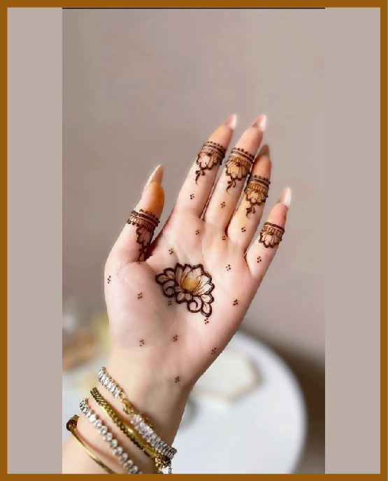 Modern rose mandala in minimal front hand mehndi design Modern rose mandala in minimal front hand mehndi design