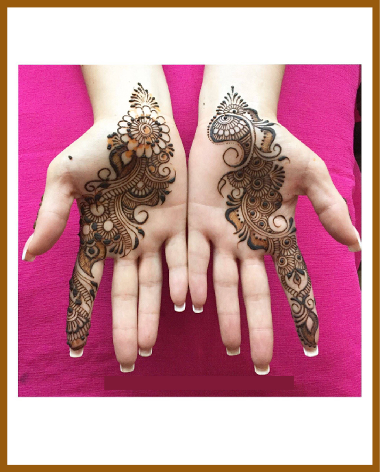 Single finger wrapped in minimal front hand mehndi design Single finger wrapped in minimal front hand mehndi design