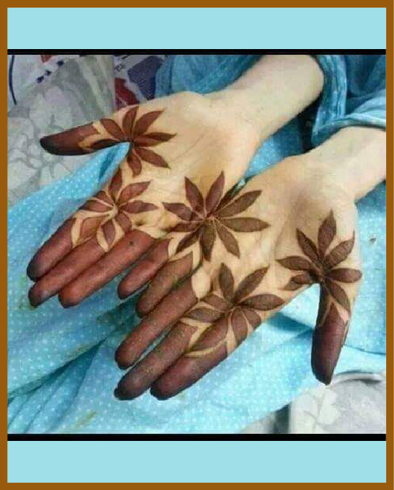 Trendy bold leafy trail modern front hand mehndi design Trendy bold leafy trail modern front hand mehndi design