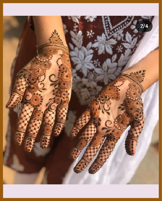 Detailed lattice art in royal front hand mehndi design Detailed lattice art in royal front hand mehndi design