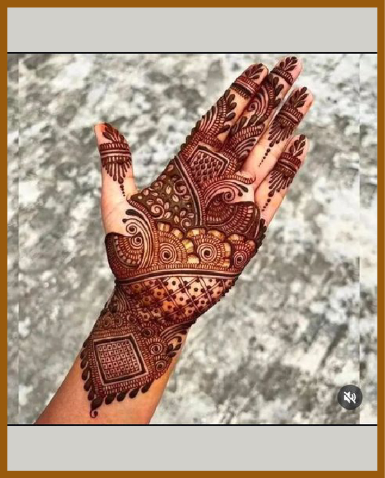 Royal front hand mehndi design using spiral paisleys Royal front hand mehndi design using spiral paisleys