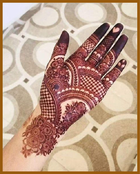 Royal front hand mehndi design with embossed effects Royal front hand mehndi design with embossed effects