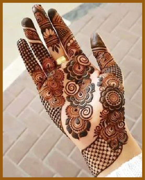 Royal front hand mehndi design with symmetrical flow Royal front hand mehndi design with symmetrical flow