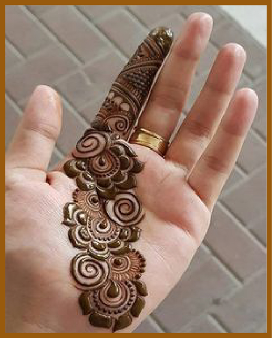 Bold petals with spacing in simple front hand mehndi design Bold petals with spacing in simple front hand mehndi design